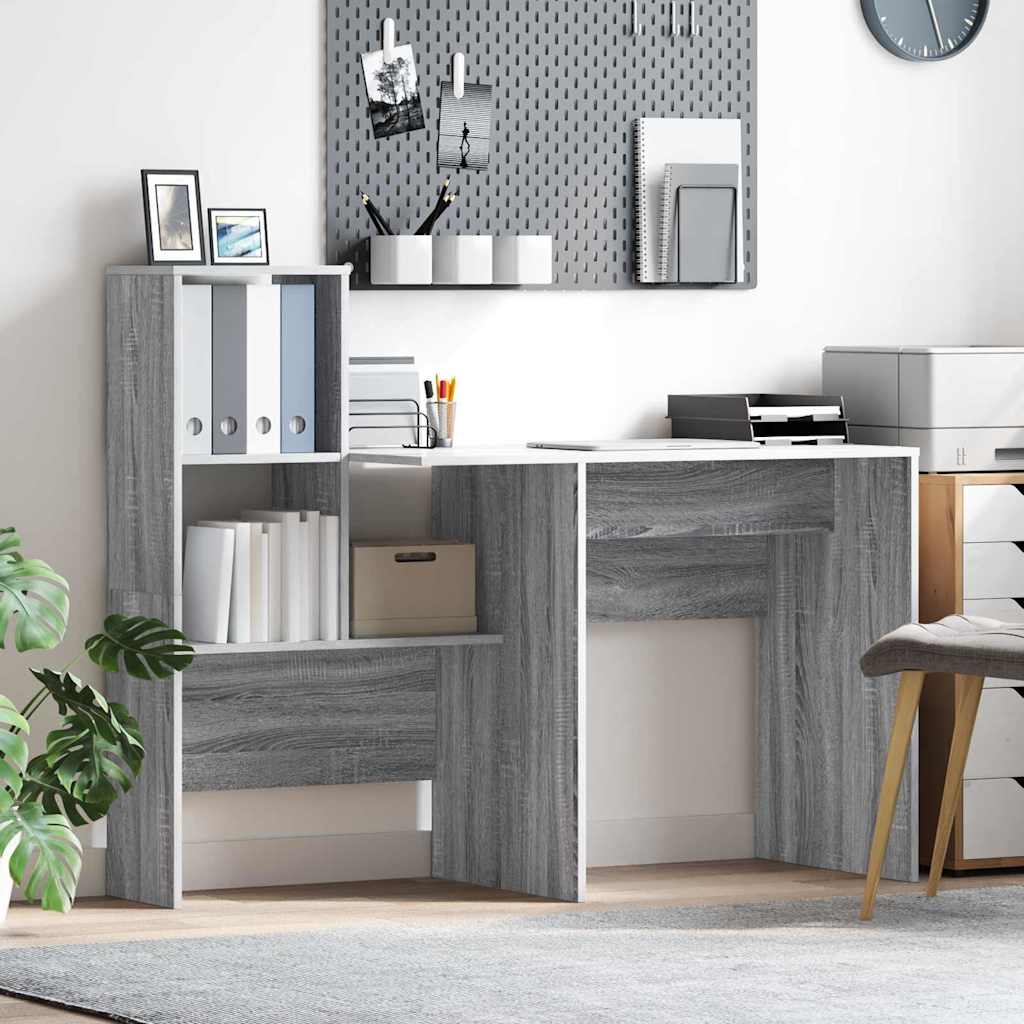 Skrivebord Grå Sonoma 131,5 x 50 x 106,5 cm Konstruert tre