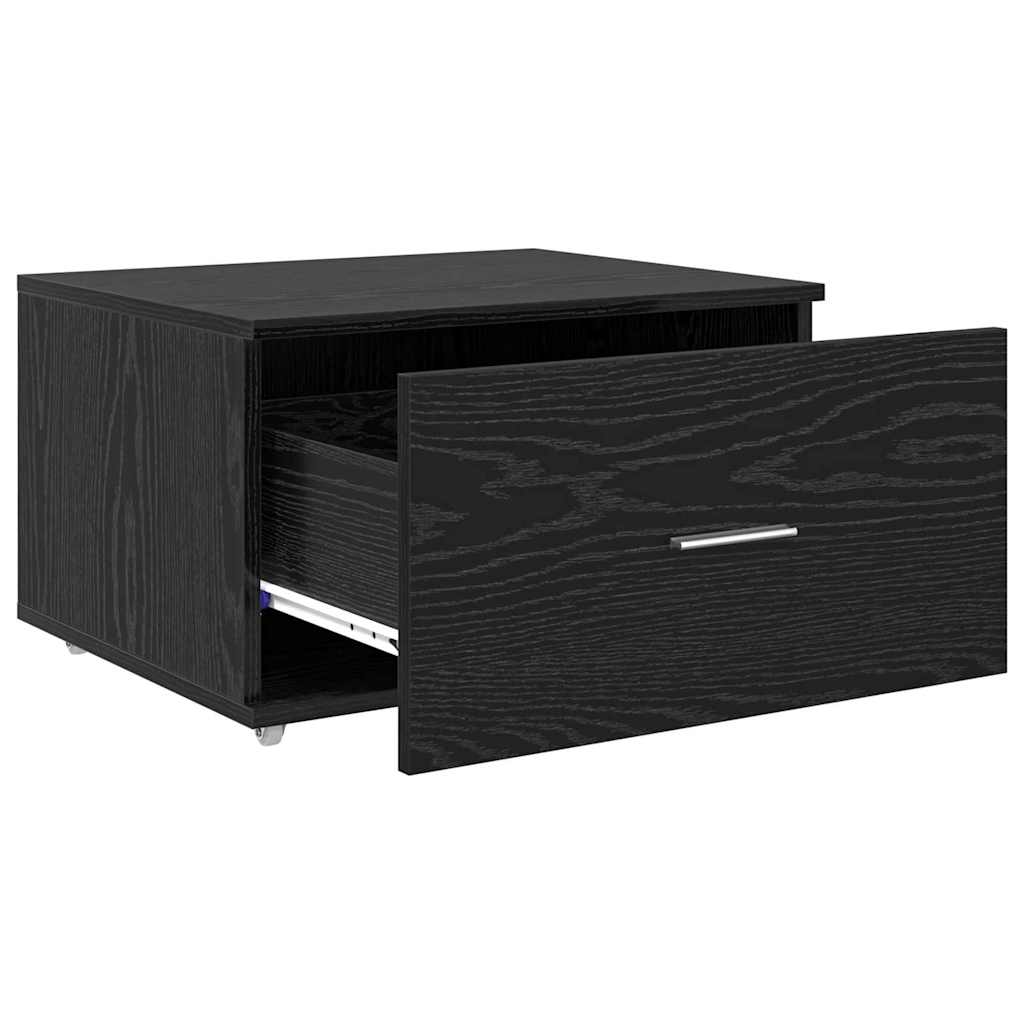 Skuffeskap med hjul Svart Eik 55 x 45 x 31 cm