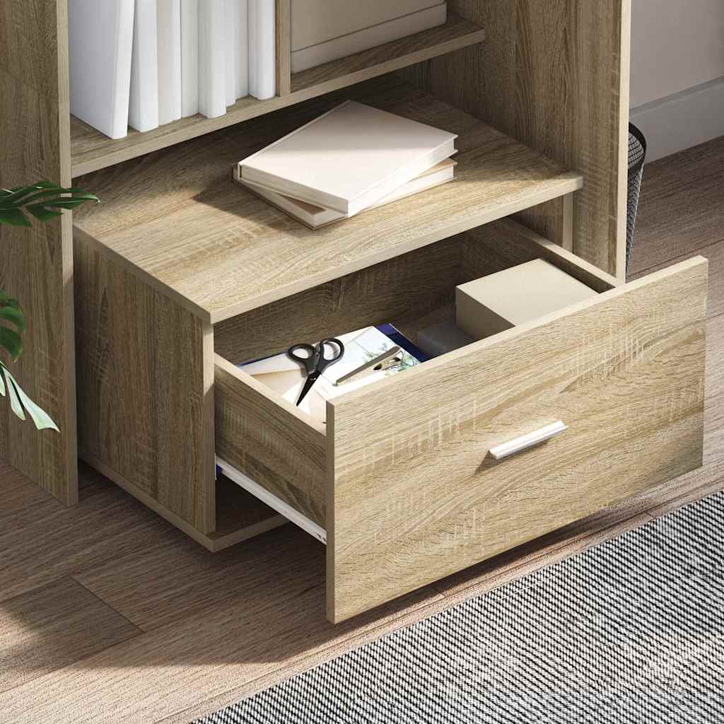 Skuffeskap med hjul Sonoma eik 55 x 45 x 31 cm