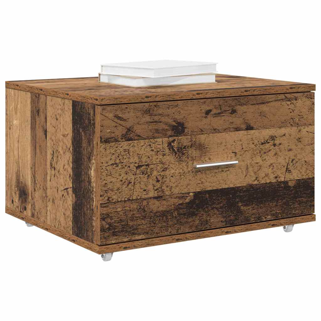 Skuffeskap med hjul Gammelt tre 55 x 45 x 31 cm