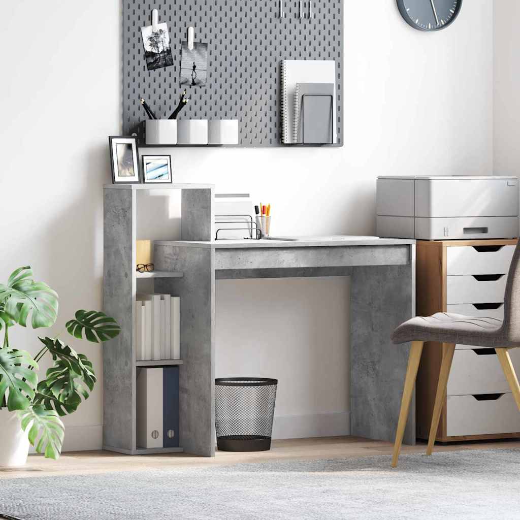 Skrivebord med hylle Betonggrå 100 x 40 x 90 cm Konstruert tre
