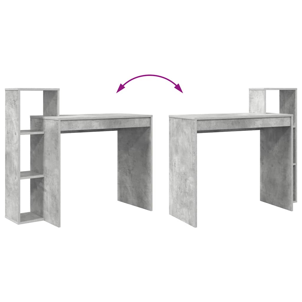 Skrivebord med hylle Betonggrå 100 x 40 x 90 cm Konstruert tre