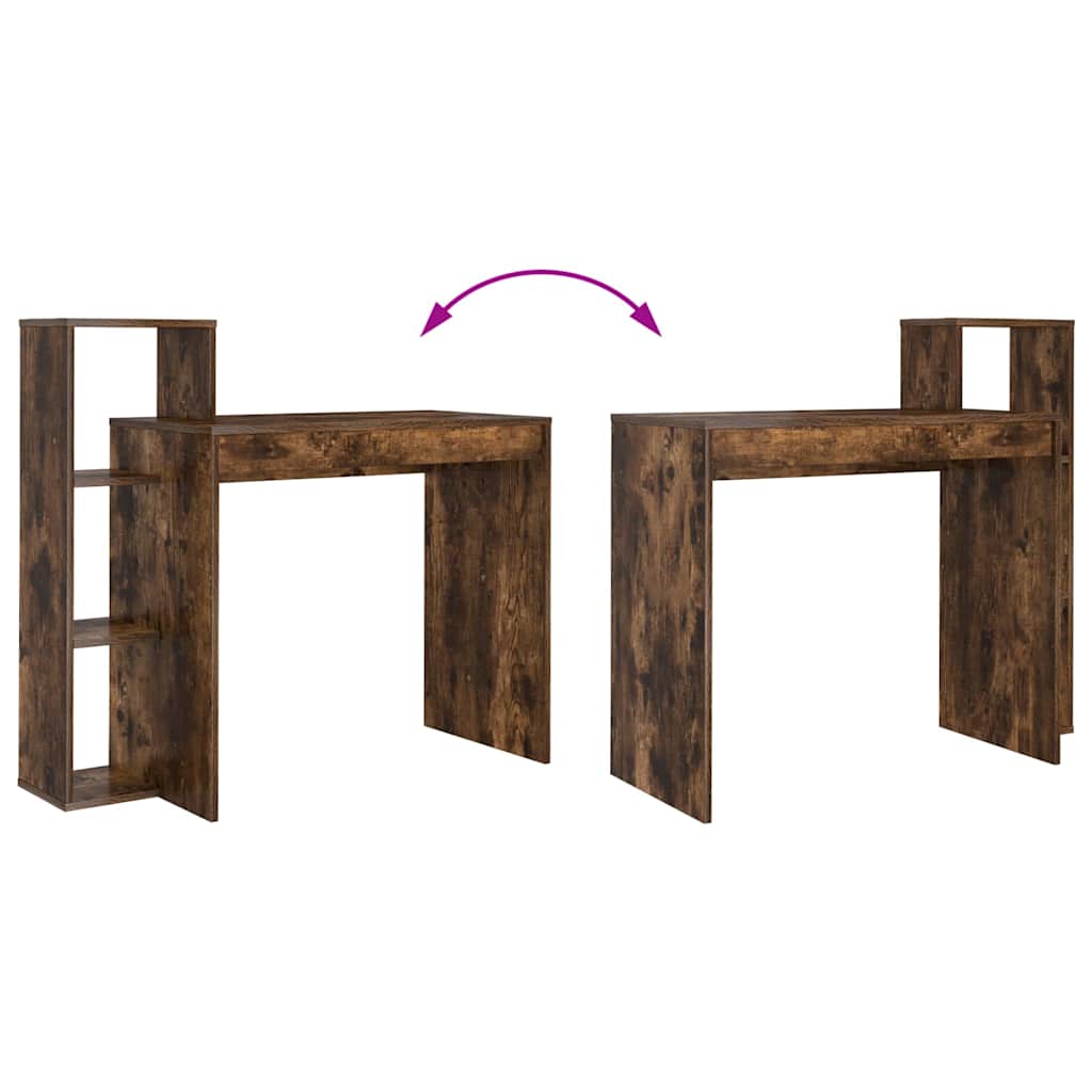 Skrivebord med hylle Røkt eik 100 x 40 x 90 cm Konstruert tre