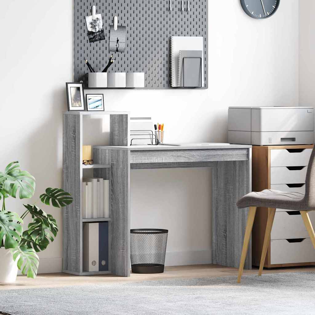 Skrivebord med hylle Grå Sonoma 100 x 40 x 90 cm Konstruert tre