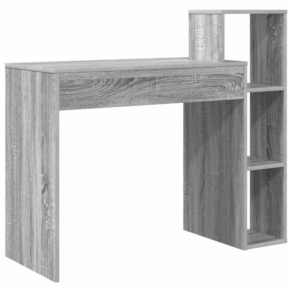 Skrivebord med hylle Grå Sonoma 100 x 40 x 90 cm Konstruert tre
