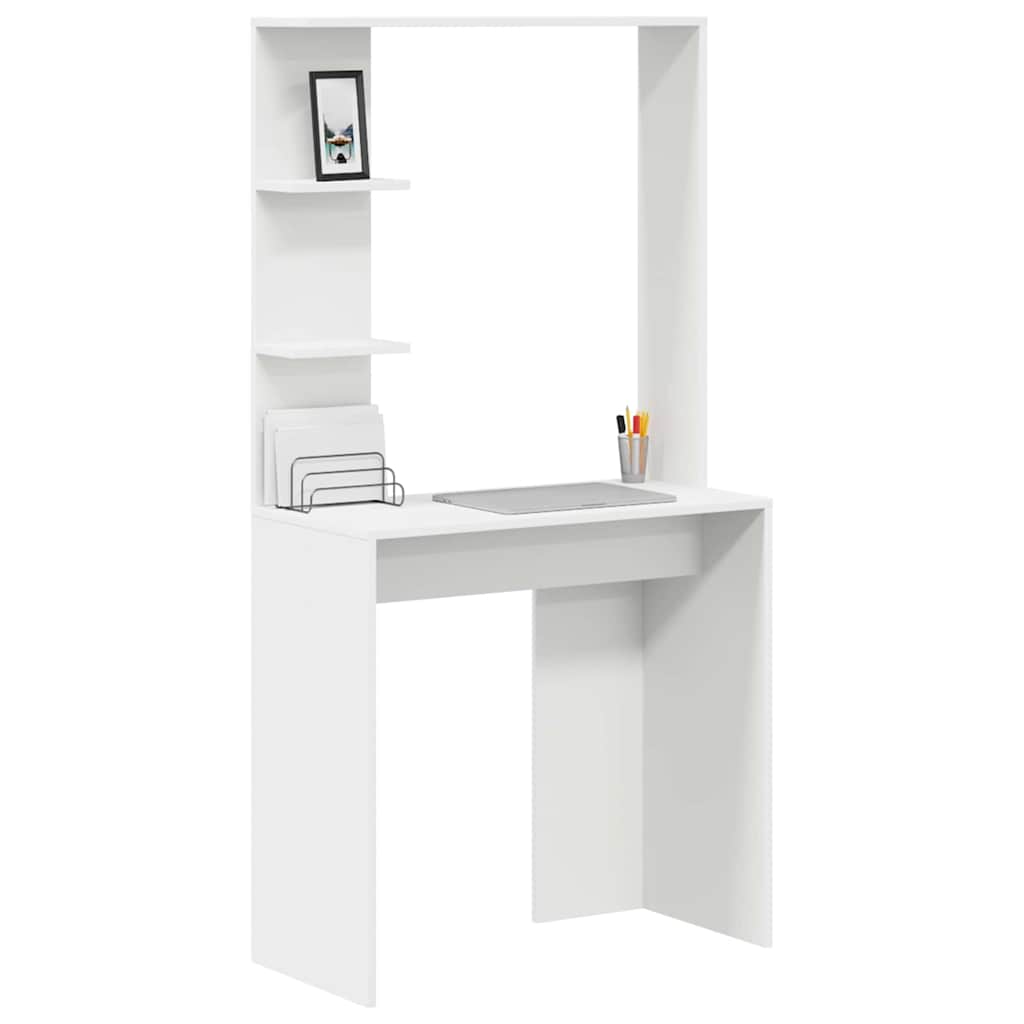 Skrivebord med hylle Hvit 78,5 x 37 x 154,5 cm Konstruert tre