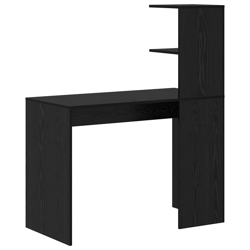 Skrivebord med hylle Svart Eik 102 x 50 x 124 cm Konstruert tre