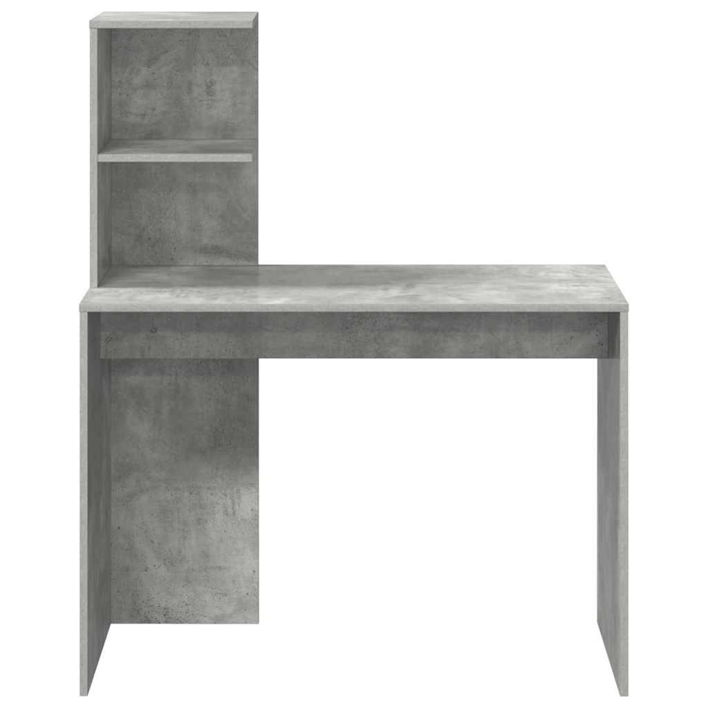 Skrivebord med hylle Betonggrå 102 x 50 x 124 cm Konstruert tre