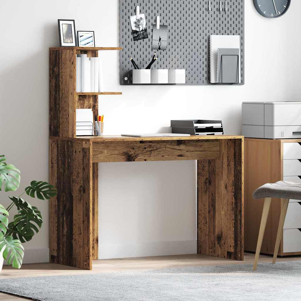 Skrivebord med hylle Gamle tre 102 x 50 x 124 cm Konstruert tre