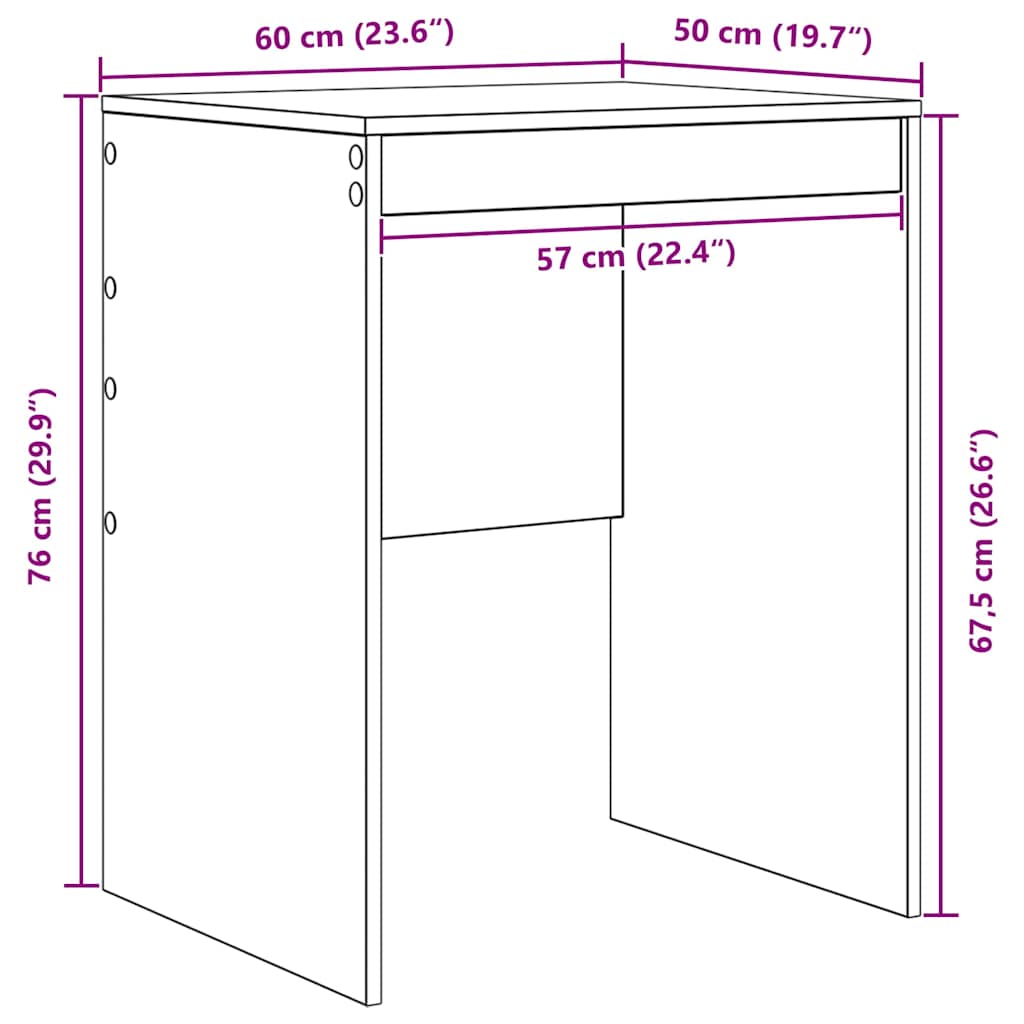 Skrivebord Betonggrå 60 x 50 x 76 cm