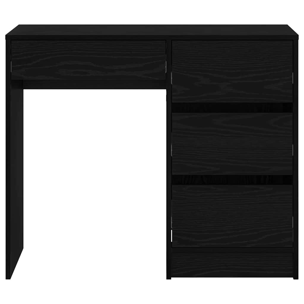 Skrivebord med skuff Svart Eik 90 x 37,5 x 75 cm Konstruert tre
