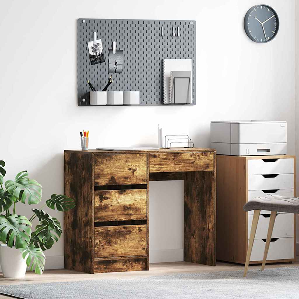 Skrivebord med skuff Røkt eik 90 x 37,5 x 75 cm Konstruert tre