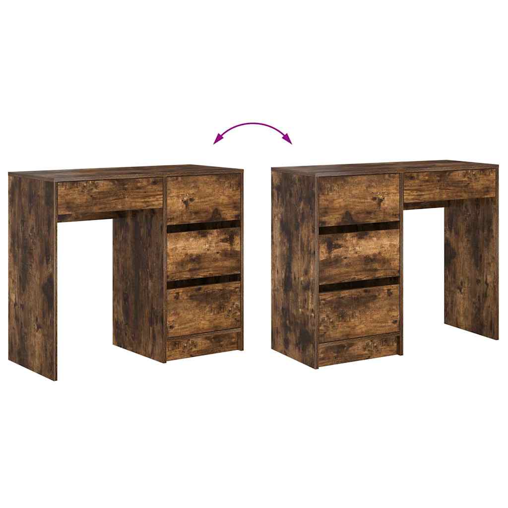Skrivebord med skuff Røkt eik 90 x 37,5 x 75 cm Konstruert tre