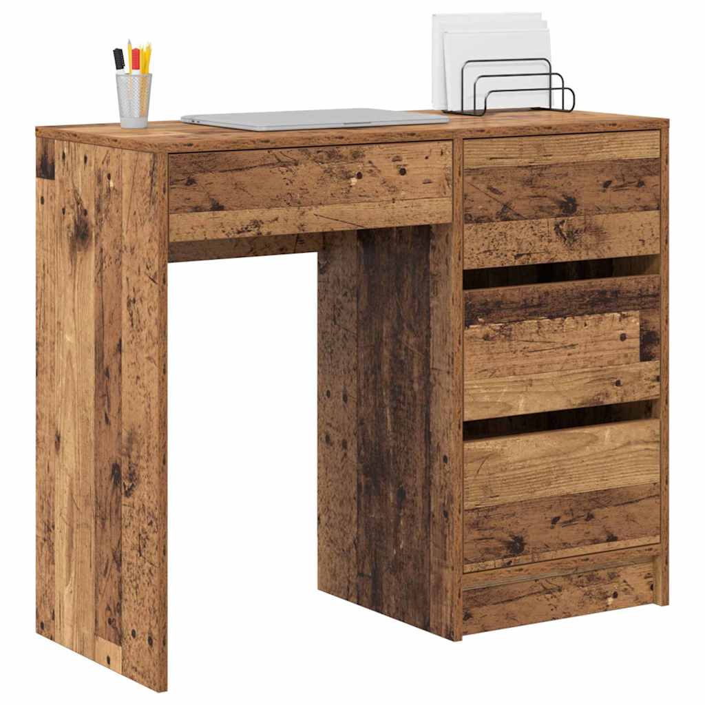 Skrivebord med skuff Gamle tre 90 x 37,5 x 75 cm Konstruert tre