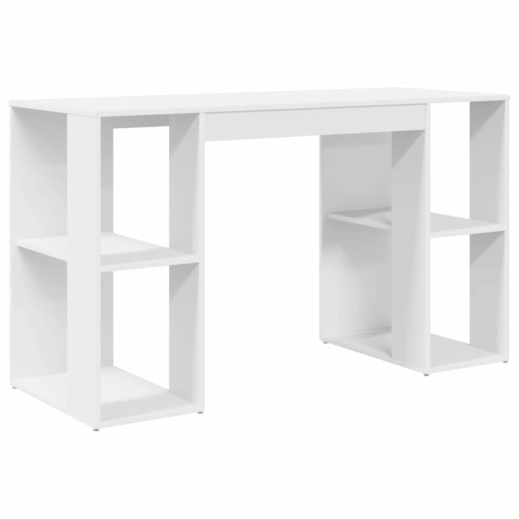 Skrivebord med hylle Hvit 130 x 50,5 x 75 cm Konstruert tre