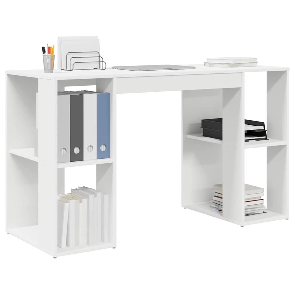 Skrivebord med hylle Hvit 130 x 50,5 x 75 cm Konstruert tre