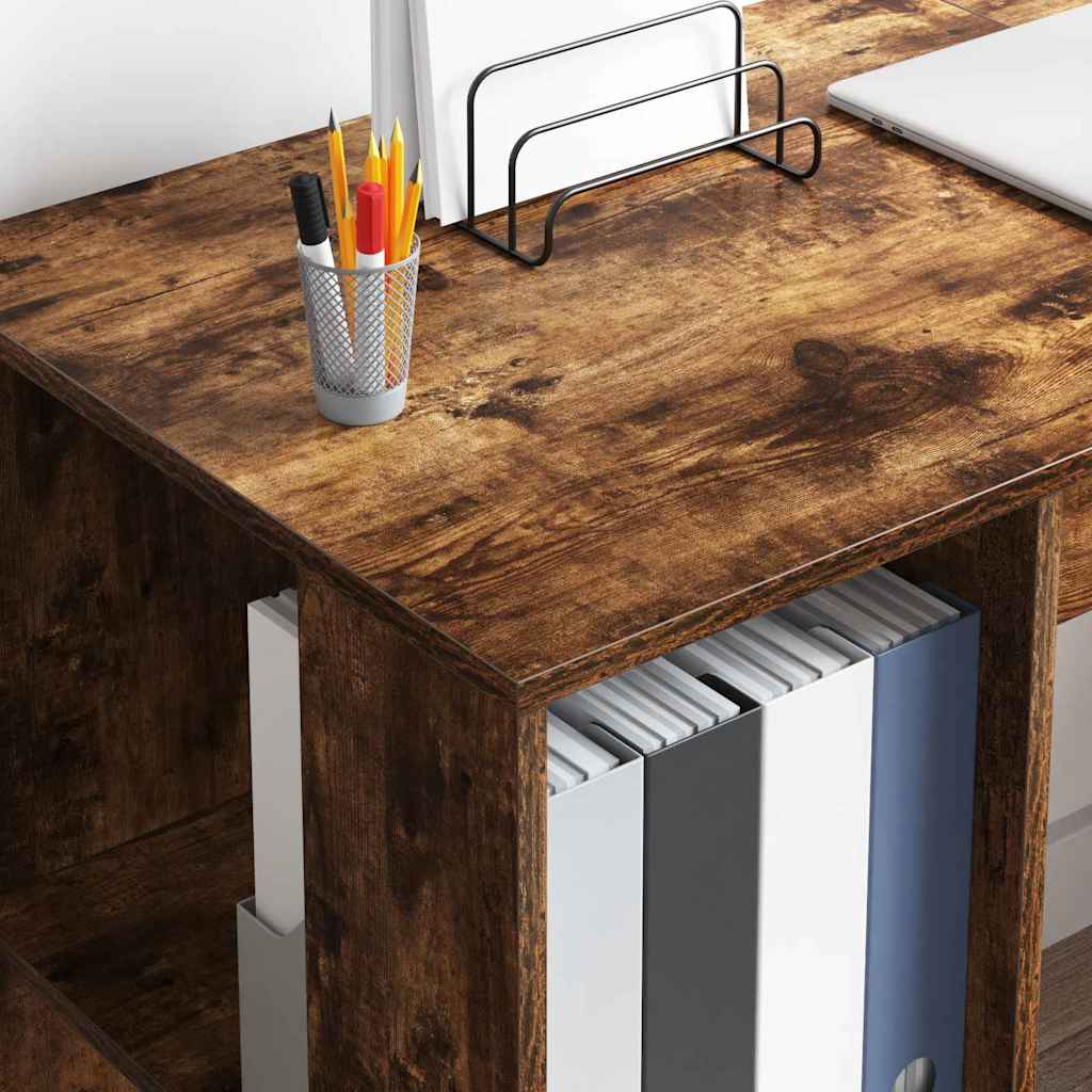Skrivebord med hylle Røkt eik 130 x 50,5 x 75 cm Konstruert tre