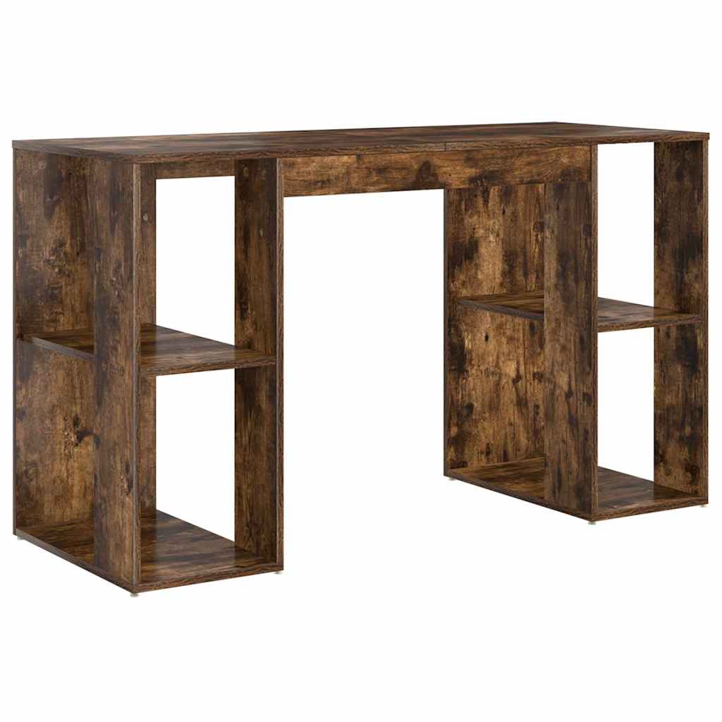 Skrivebord med hylle Røkt eik 130 x 50,5 x 75 cm Konstruert tre