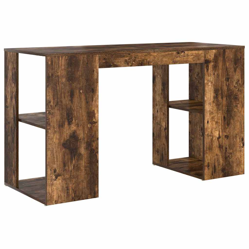 Skrivebord med hylle Røkt eik 130 x 50,5 x 75 cm Konstruert tre