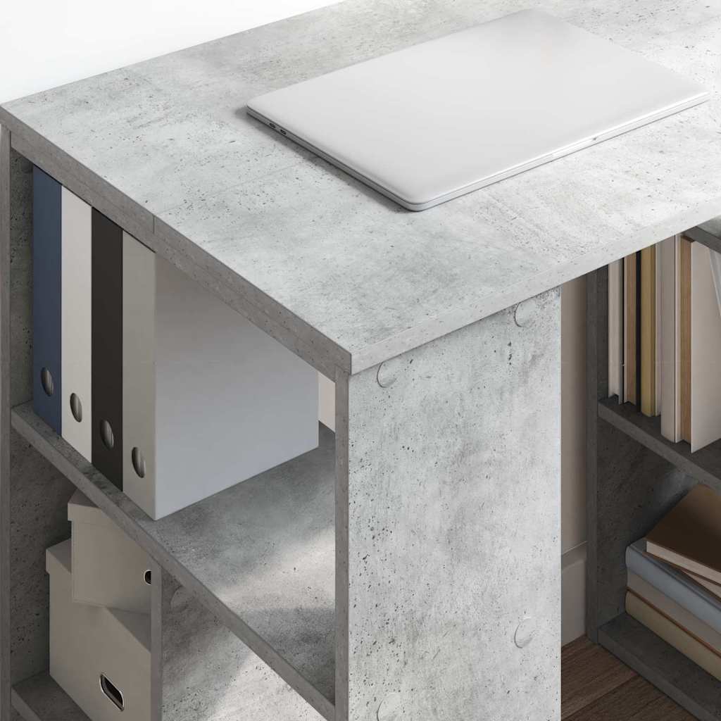 Skrivebord med hylle Betonggrå 90 x 50 x 75 cm Konstruert tre