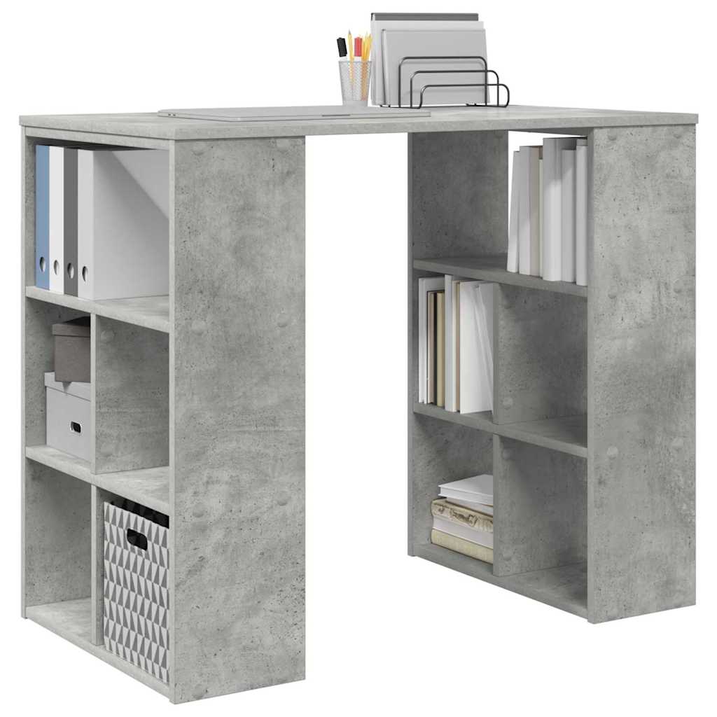 Skrivebord med hylle Betonggrå 90 x 50 x 75 cm Konstruert tre