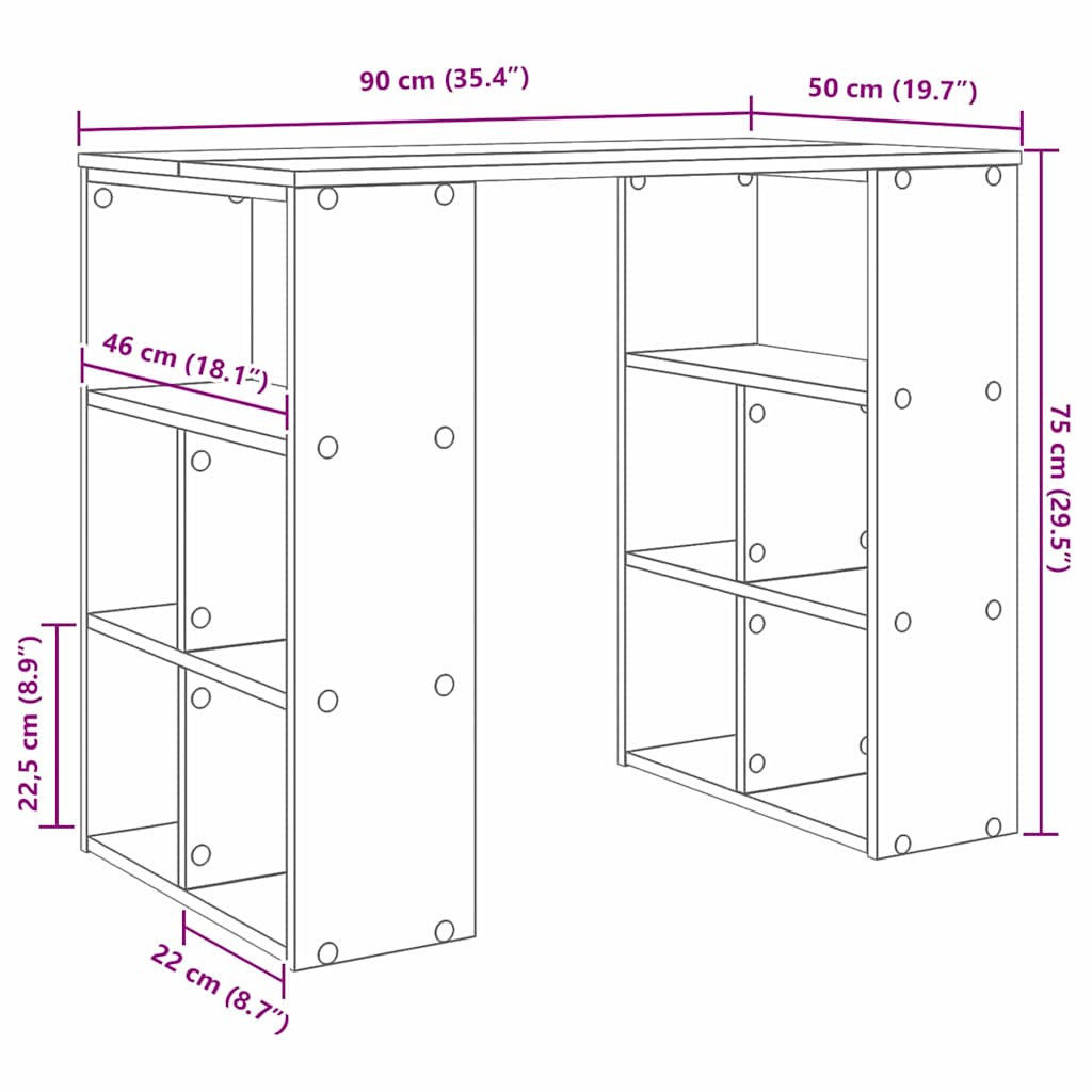 Skrivebord Grå Sonoma Konstruert tre 90 x 50 x 75 cm