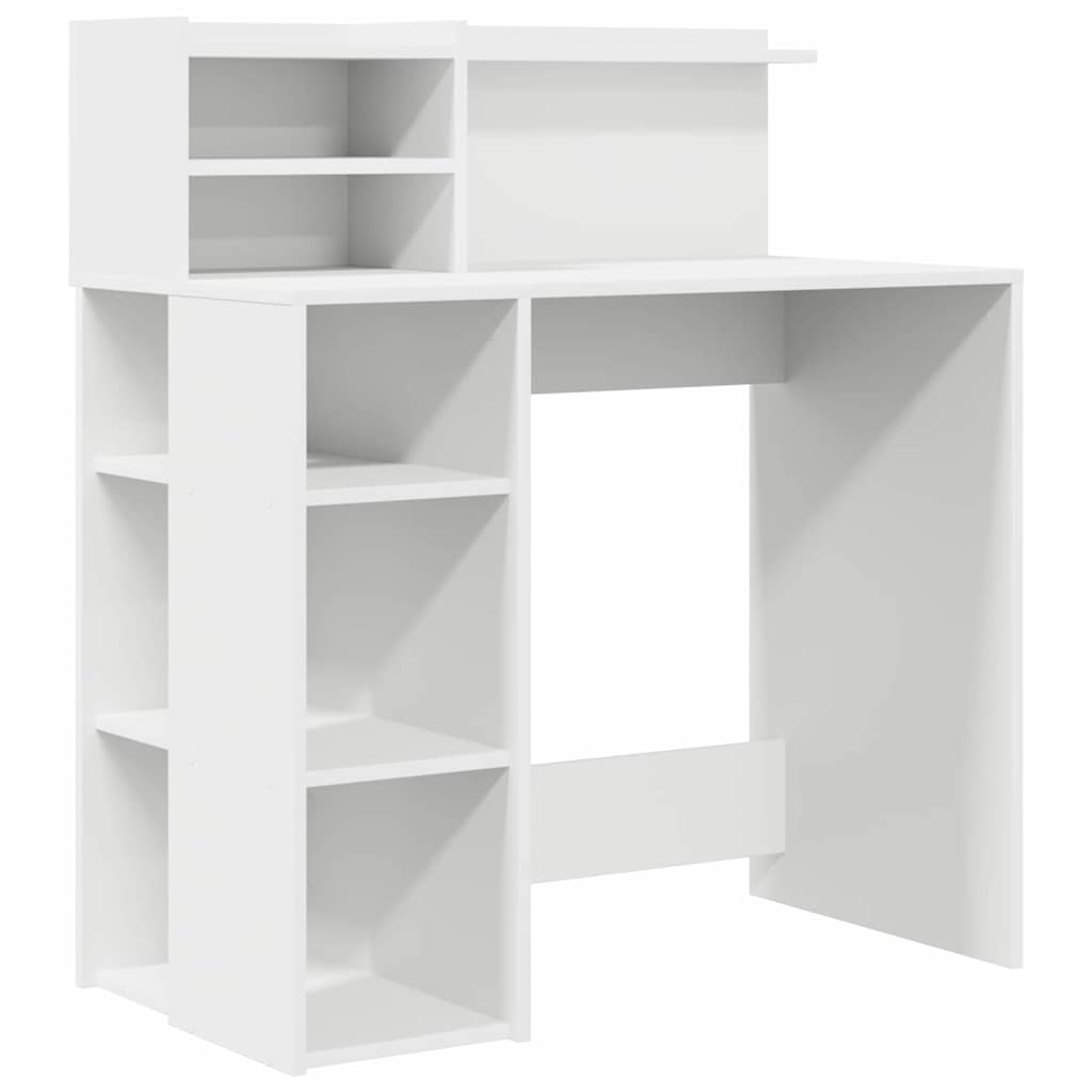 Skrivebord med hylle Hvit 90 x 48 x 101,5 cm Konstruert tre