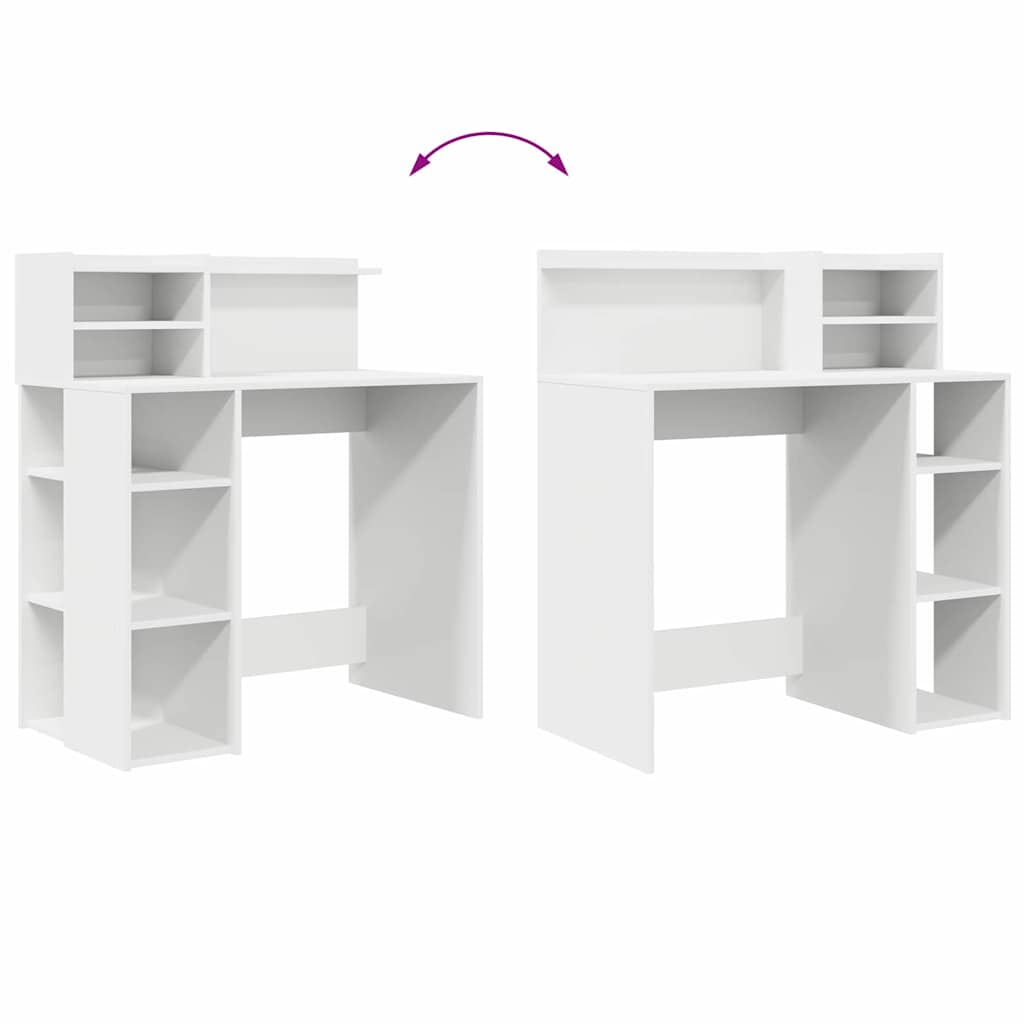 Skrivebord med hylle Hvit 90 x 48 x 101,5 cm Konstruert tre