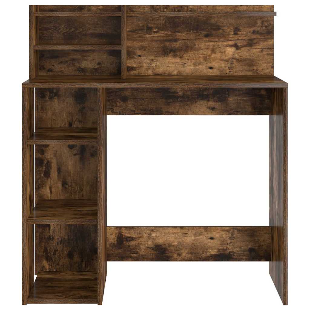 Skrivebord med hylle Røkt eik 90 x 48 x 101,5 cm Konstruert tre
