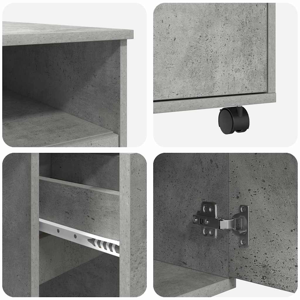 Skrivebord med hjul Betonggrå 91 x 50 x 77 cm Konstruert tre