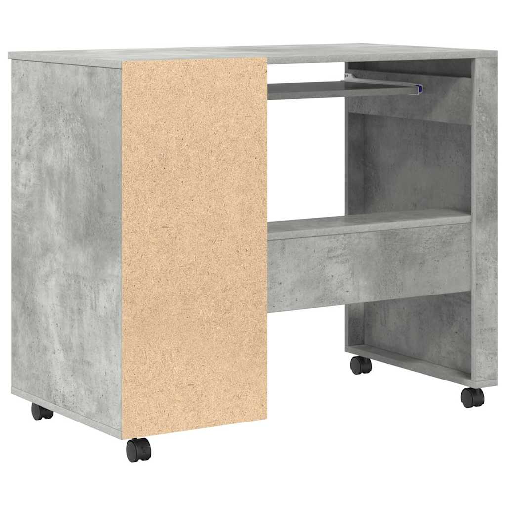 Skrivebord med hjul Betonggrå 91 x 50 x 77 cm Konstruert tre