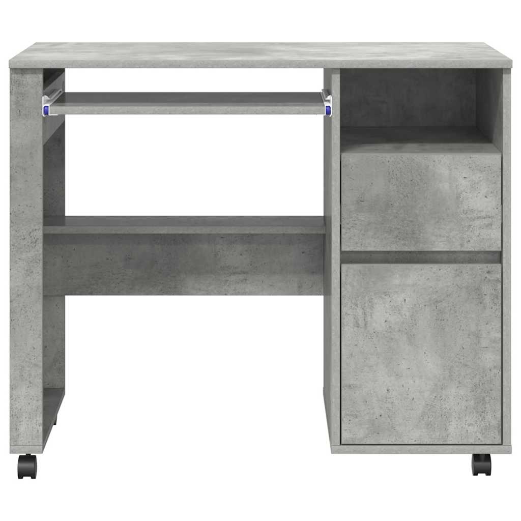 Skrivebord med hjul Betonggrå 91 x 50 x 77 cm Konstruert tre
