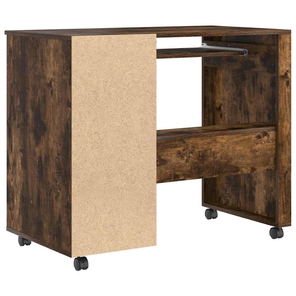 Skrivebord med hjul Røkt eik 91 x 50 x 77 cm Konstruert tre