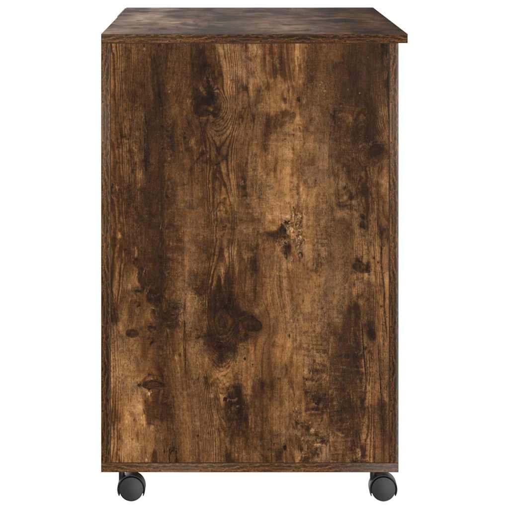 Skrivebord med hjul Røkt eik 91 x 50 x 77 cm Konstruert tre