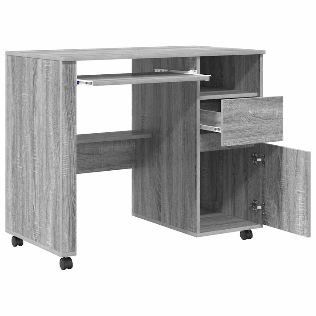 Skrivebord med hjul Grå Sonoma 91 x 50 x 77 cm Konstruert tre