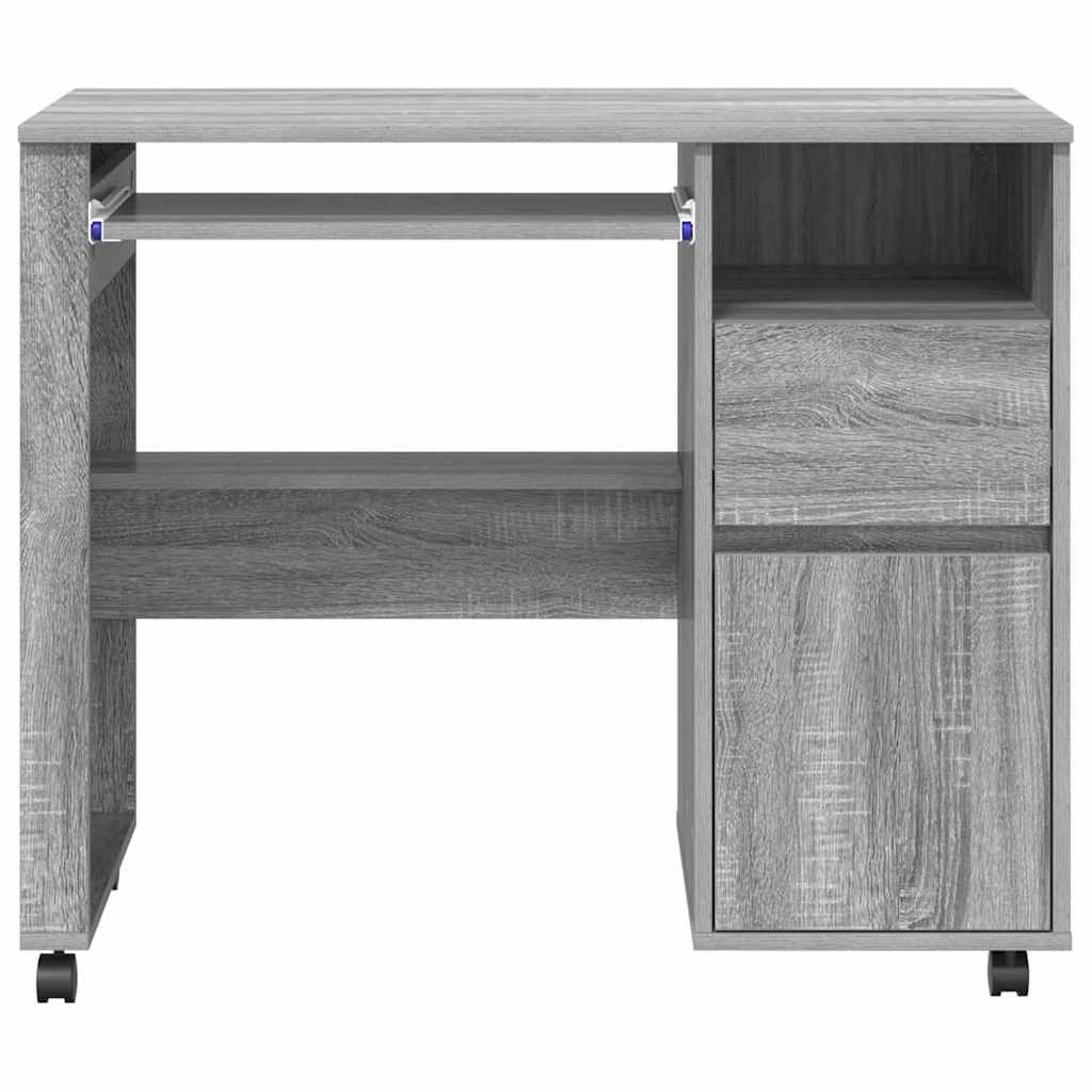 Skrivebord med hjul Grå Sonoma 91 x 50 x 77 cm Konstruert tre
