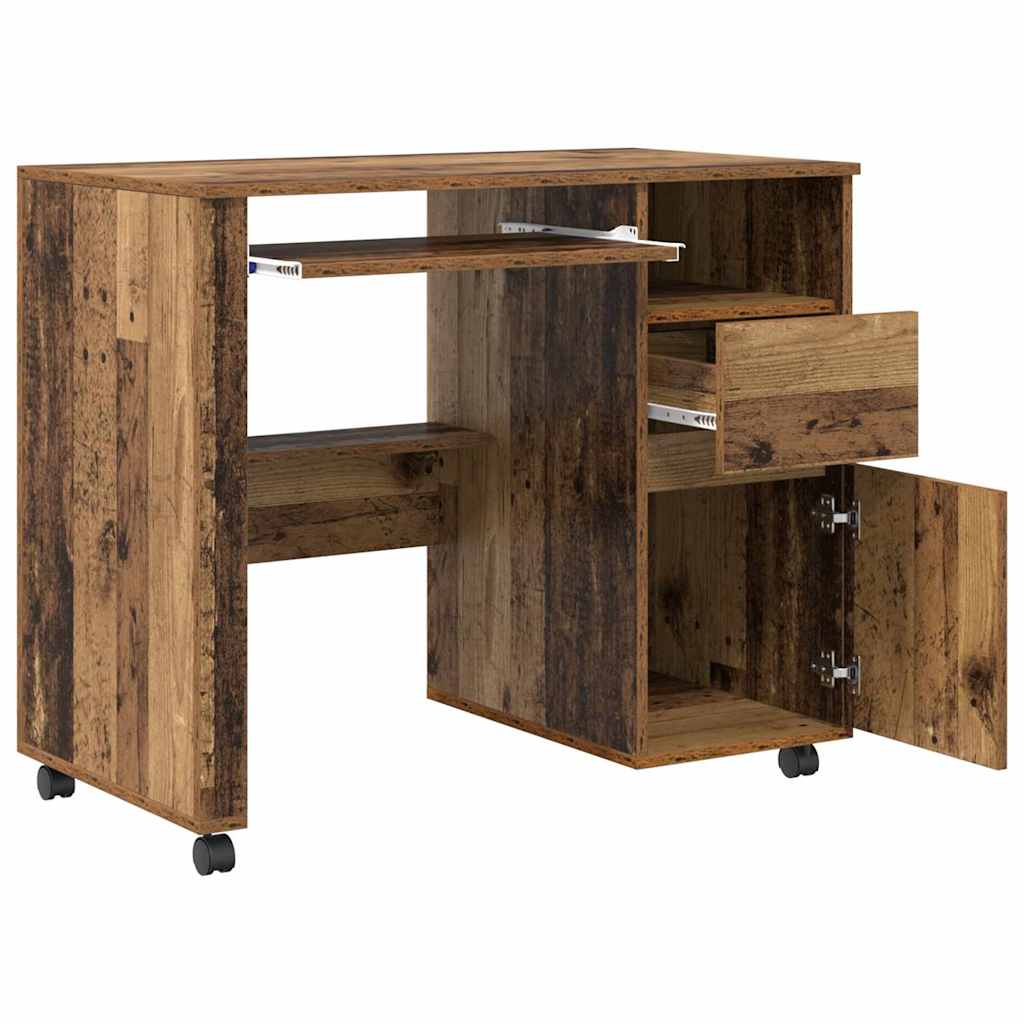 Skrivebord med hjul Gamle tre 91 x 50 x 77 cm Konstruert tre