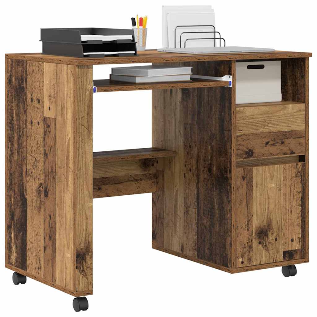 Skrivebord med hjul Gamle tre 91 x 50 x 77 cm Konstruert tre