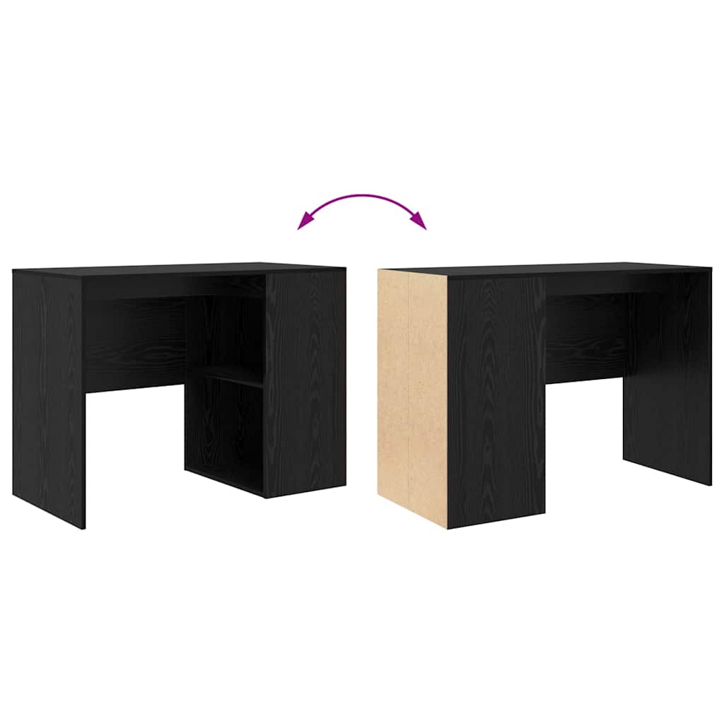 Skrivebord med hylle Svart Eik 102 x 50 x 75 cm Konstruert tre