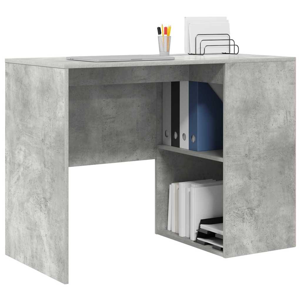 Skrivebord med hylle Betonggrå 102 x 50 x 75 cm Konstruert tre