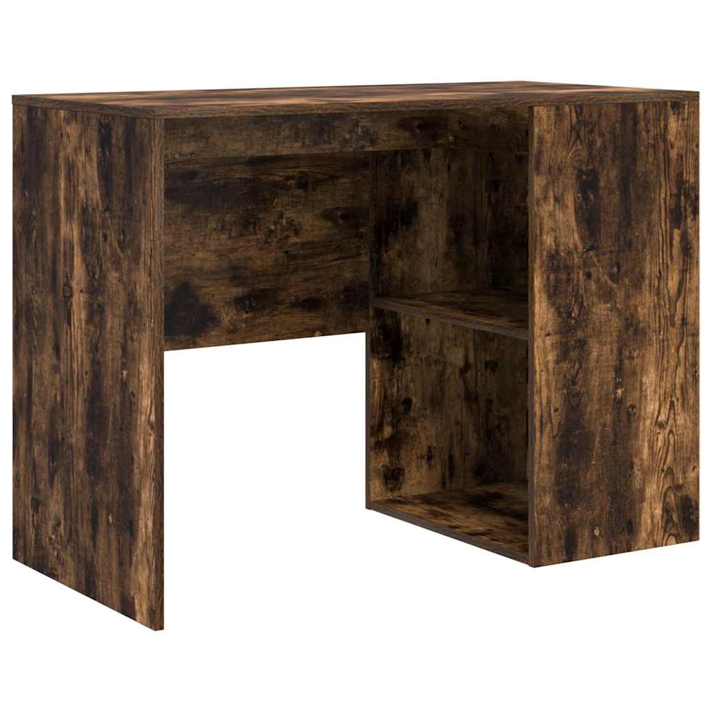 Skrivebord med hylle Røkt eik 102 x 50 x 75 cm Konstruert tre