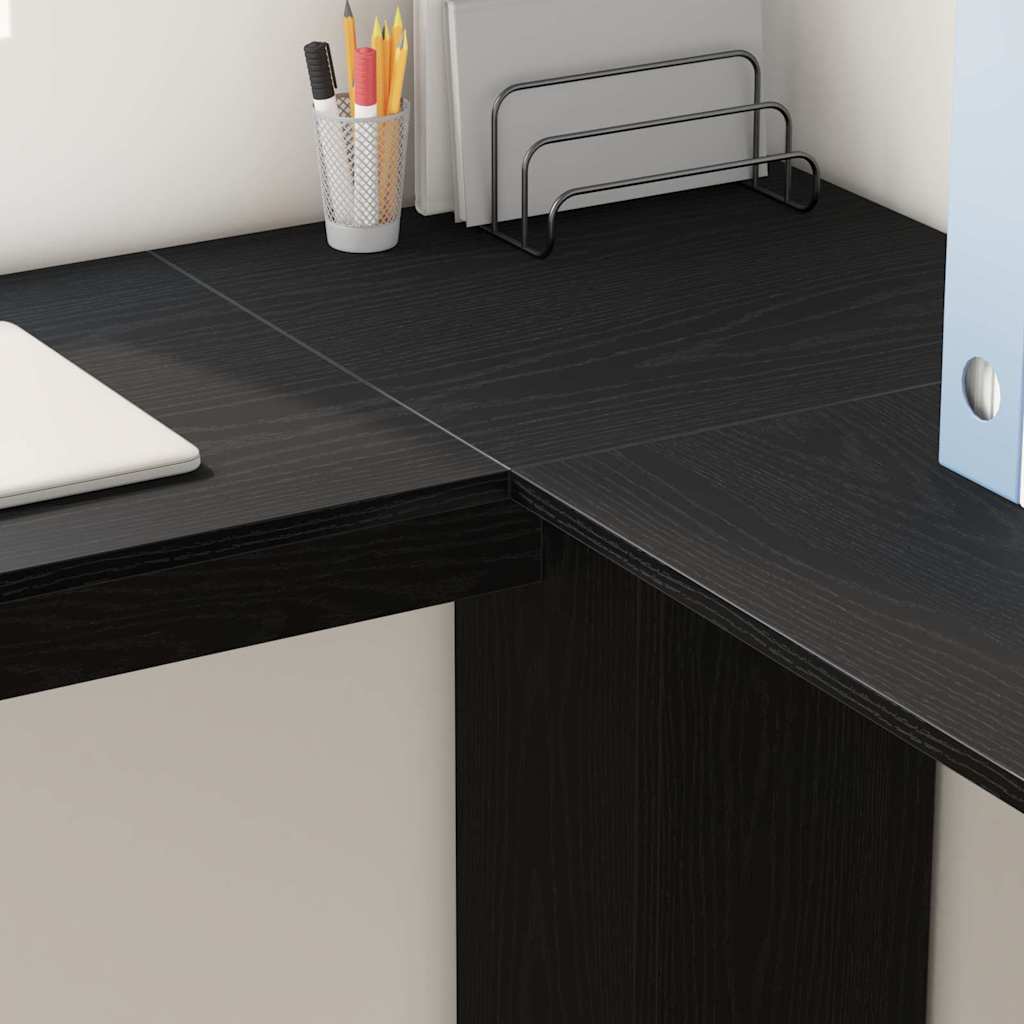 Hjørneskrivebord Svart Eik 140 x 113,5 x 75 cm Konstruert tre