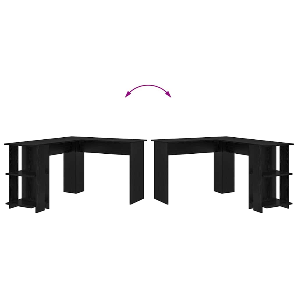 Hjørneskrivebord Svart Eik 140 x 113,5 x 75 cm Konstruert tre