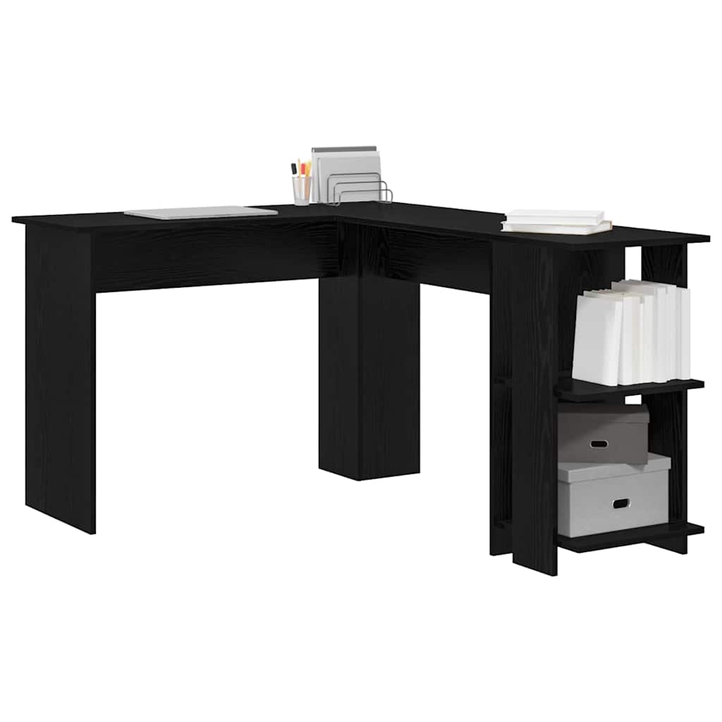 Hjørneskrivebord Svart Eik 140 x 113,5 x 75 cm Konstruert tre