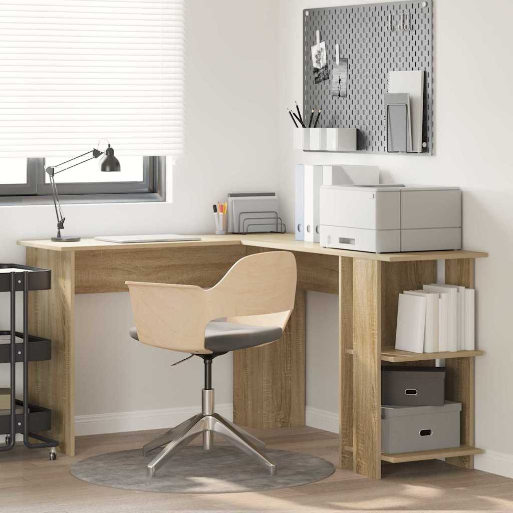 Hjørneskrivebord Sonoma eik 140 x 113,5 x 75 cm Konstruert tre