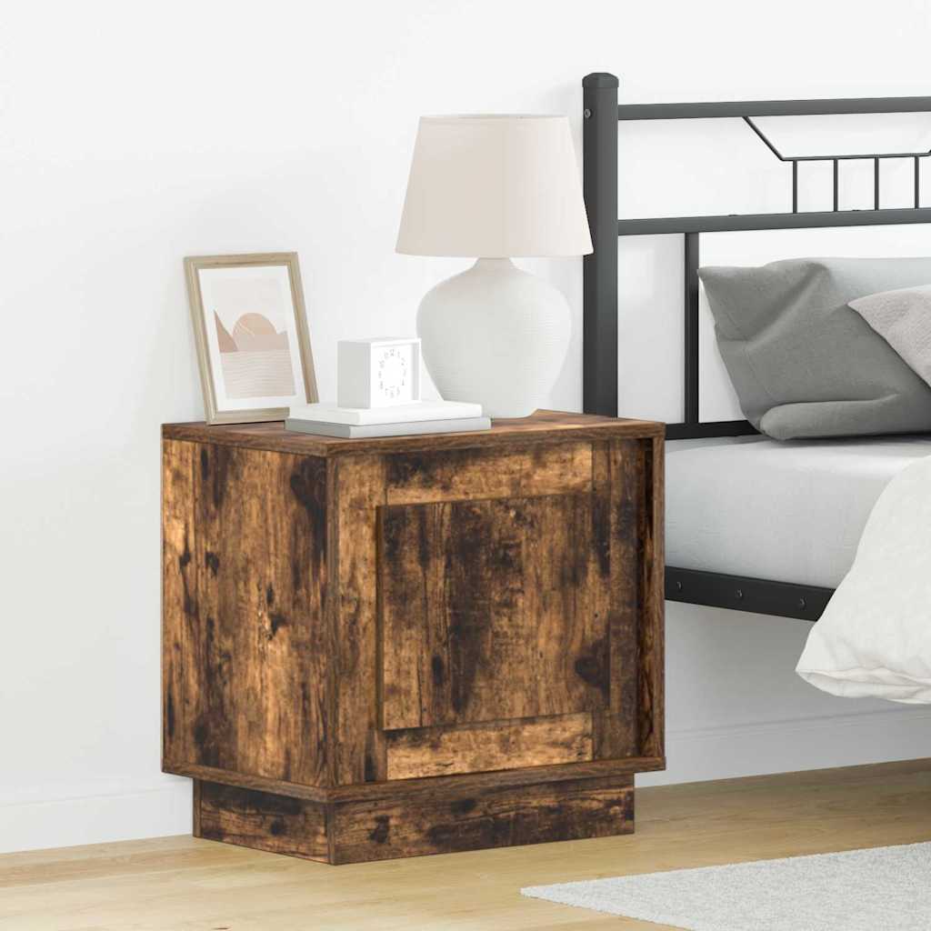 Nattbordskap 2 pcs Røkt eik 44 x 34,5 x 45 cm Konstruert tre