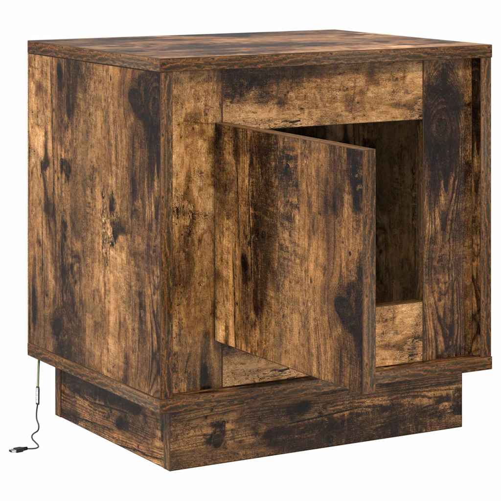 Nattbordskap 2 pcs Røkt eik 44 x 34,5 x 45 cm Konstruert tre