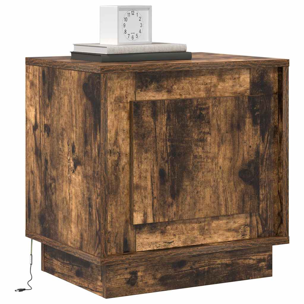 Nattbordskap 2 pcs Røkt eik 44 x 34,5 x 45 cm Konstruert tre