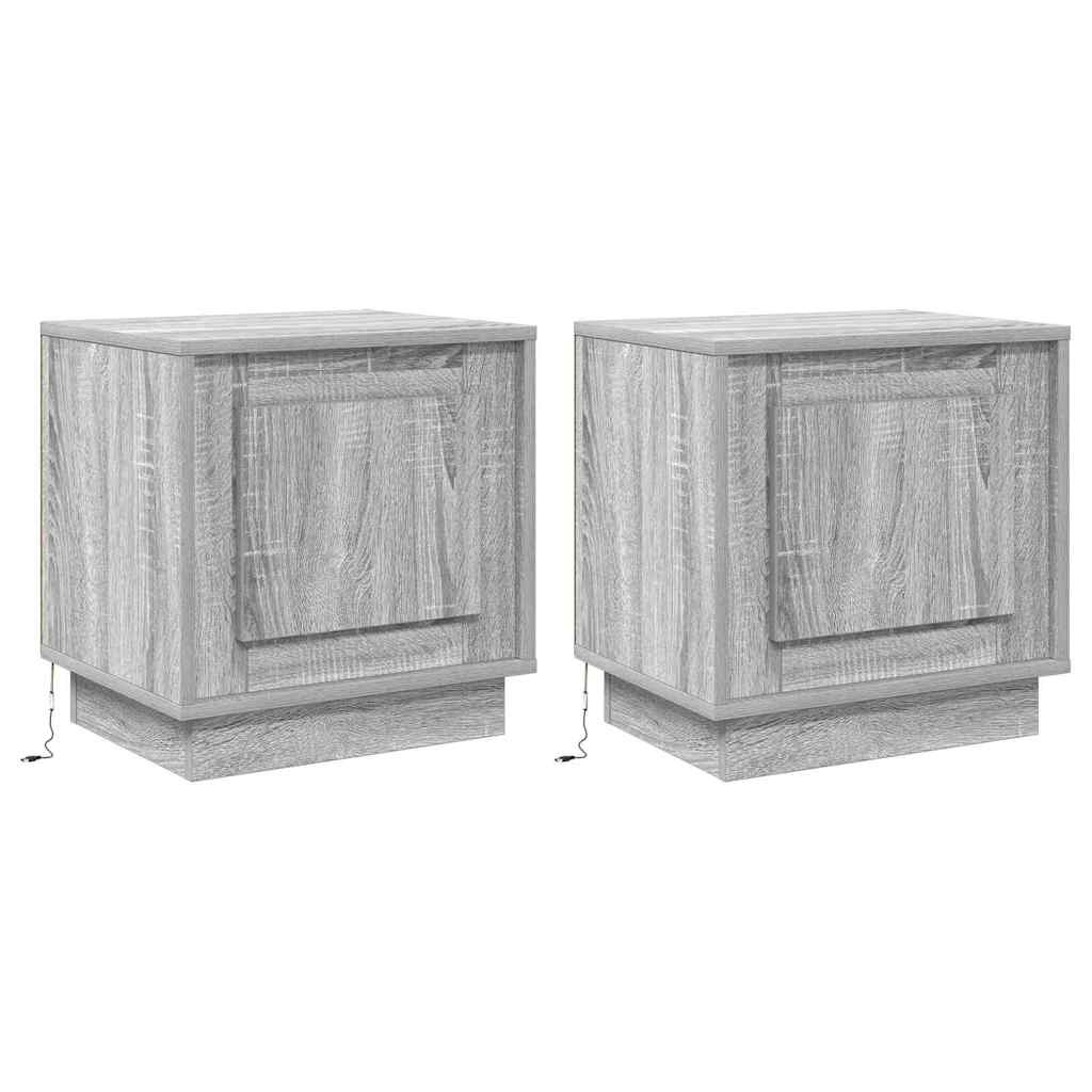 Nattbordskap 2 pcs Grå 44 x 34,5 x 45 cm Konstruert tre