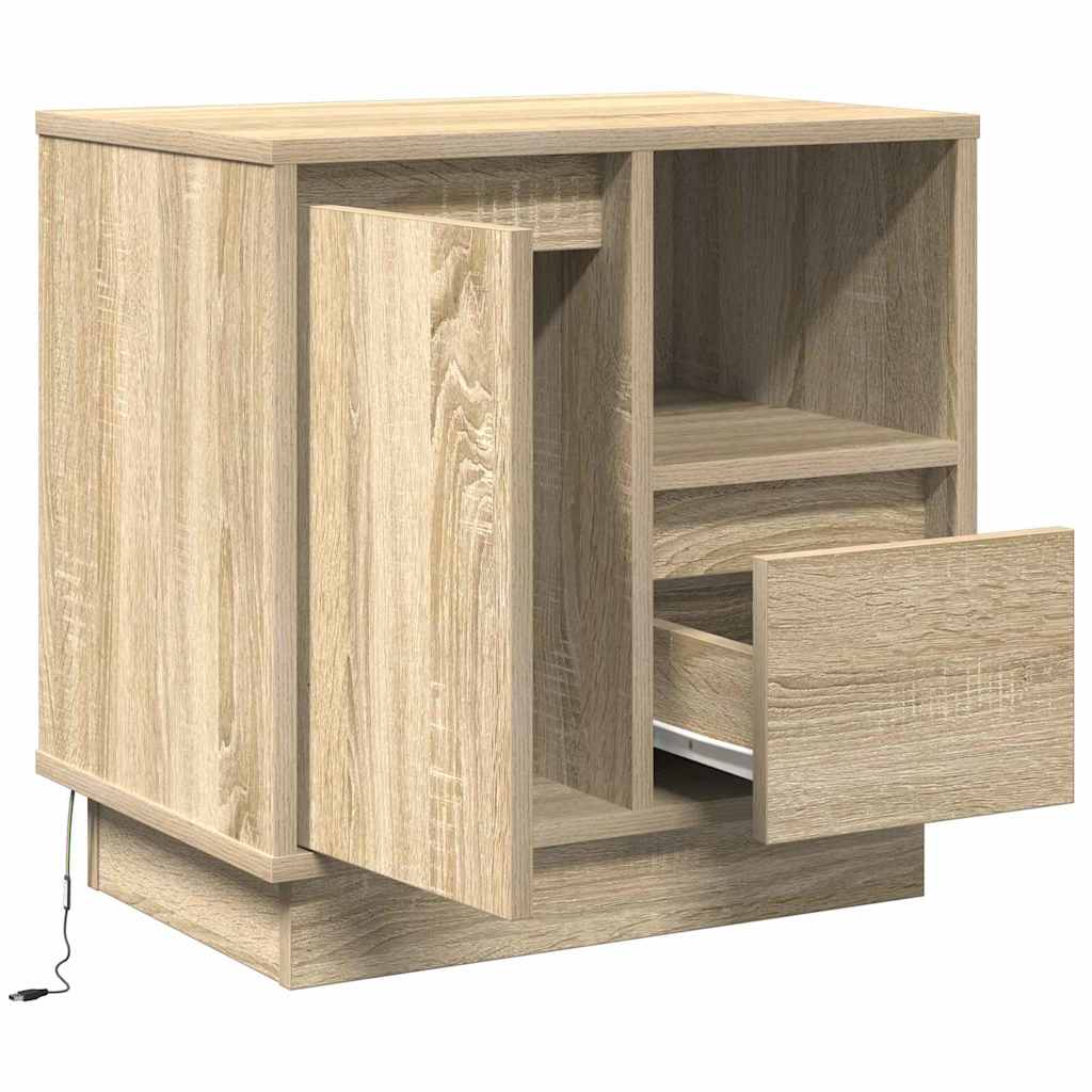Nattbordskap Sonoma eik 50 x 34,5 x 50 cm. Konstruert tre